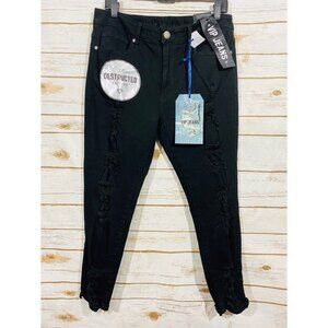 VIP Jeans black stretch distressed women's plus size Skinny jeans 15/16